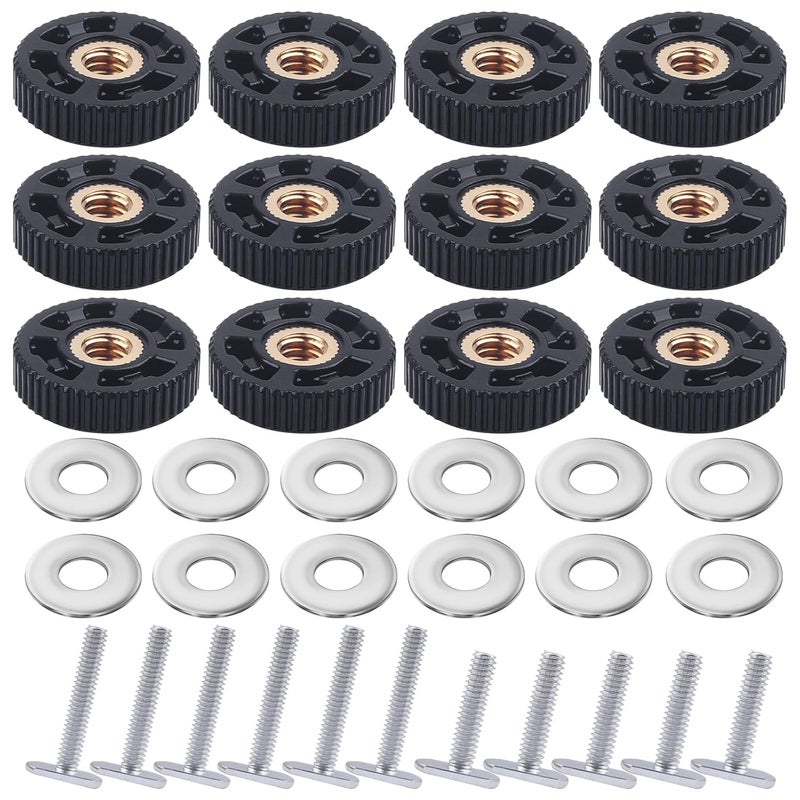 Happara 12 Pack T-Track Knob Kit, 12 Skeleton Knobs, 1/4-20 Threaded Bolts and Washers, T-Track Bolts for Woodworking Jigs and Fixtures - Image 1